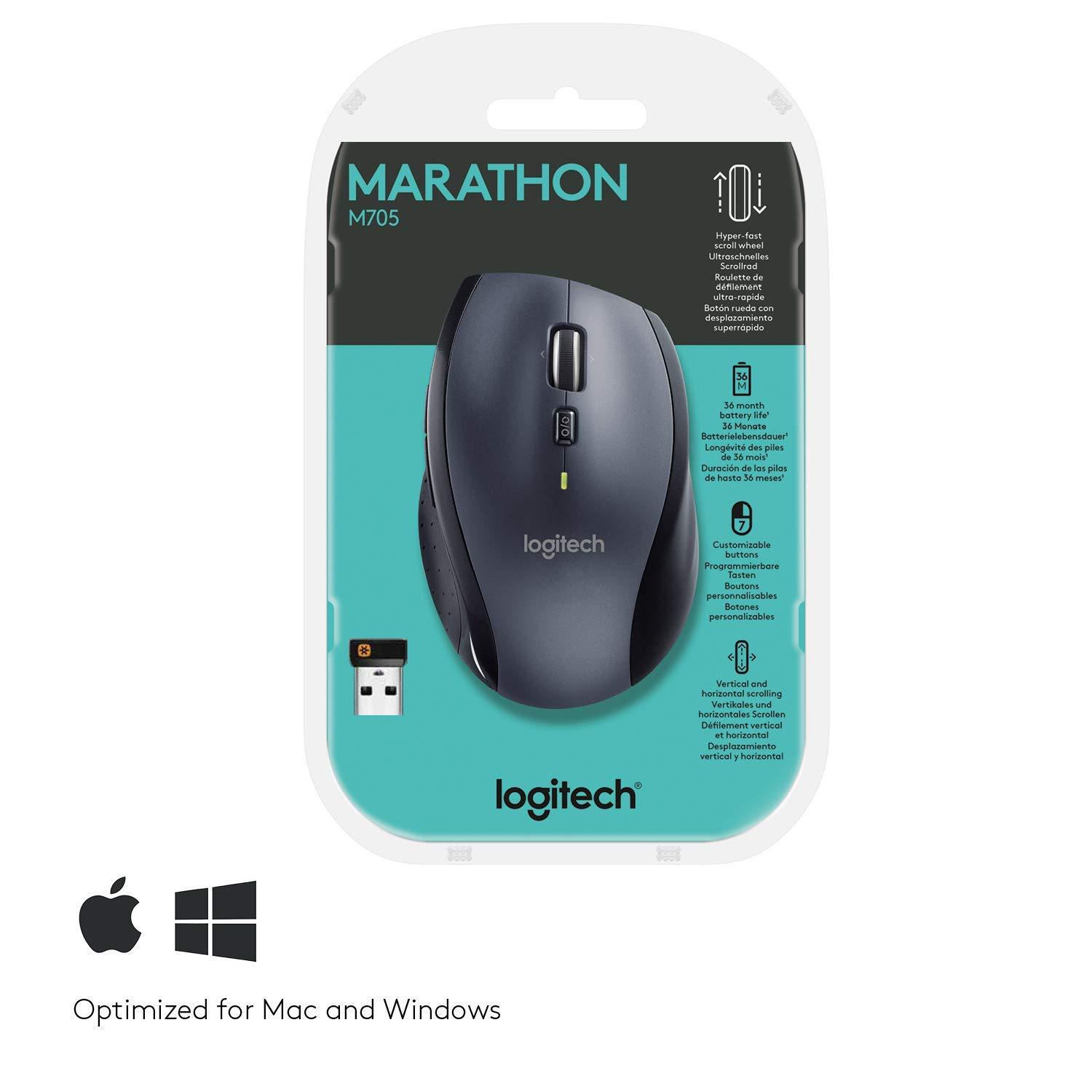 LOGITECH M705 Marathon Wireless Mouse, Black