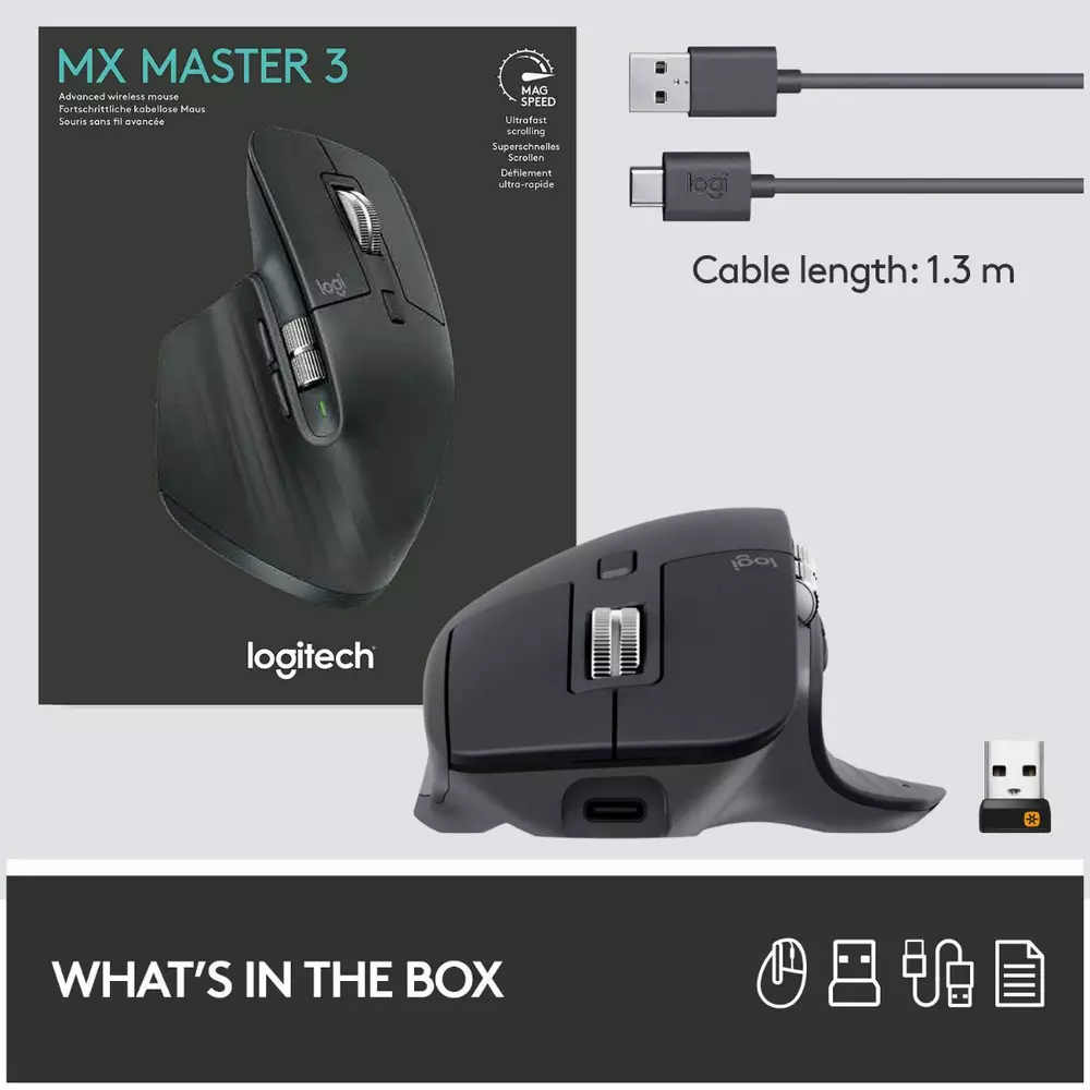 Безжична лазерна мишка LOGITECH MX Master 3 Graphite