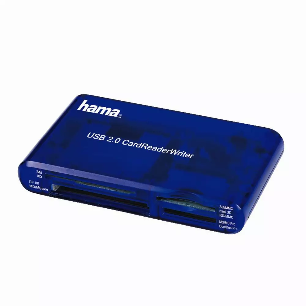 Cititor de carduri HAMA 55348, USB 2.0, 35 in 1-albastru