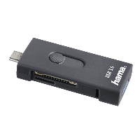 Четец за карти HAMA 124145, USB 3.1 Type-C, USB 3.0 Type A, Сив