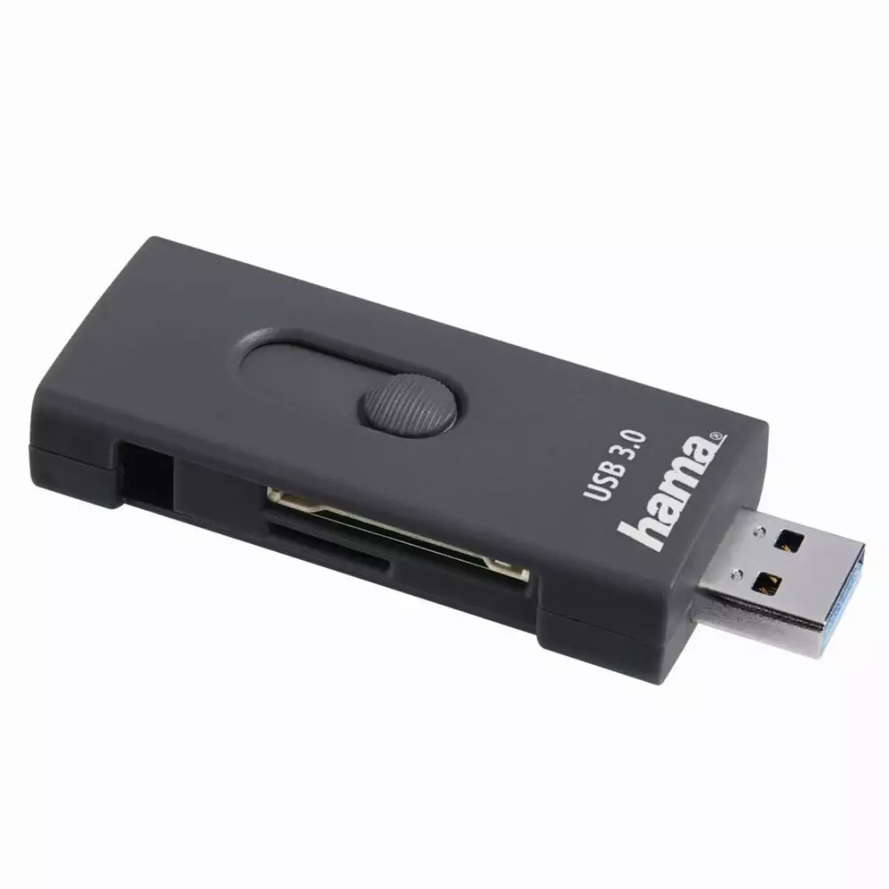 Четец за карти HAMA 124145, USB 3.1 Type-C, USB 3.0 Type A, Сив