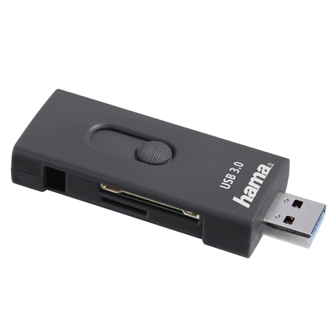 Четец за карти HAMA 124145, USB 3.1 Type-C, USB 3.0 Type A, Сив