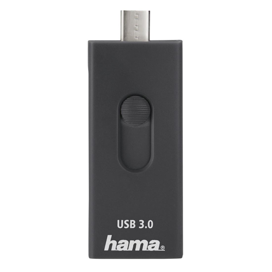 Четец за карти HAMA 124145, USB 3.1 Type-C, USB 3.0 Type A, Сив