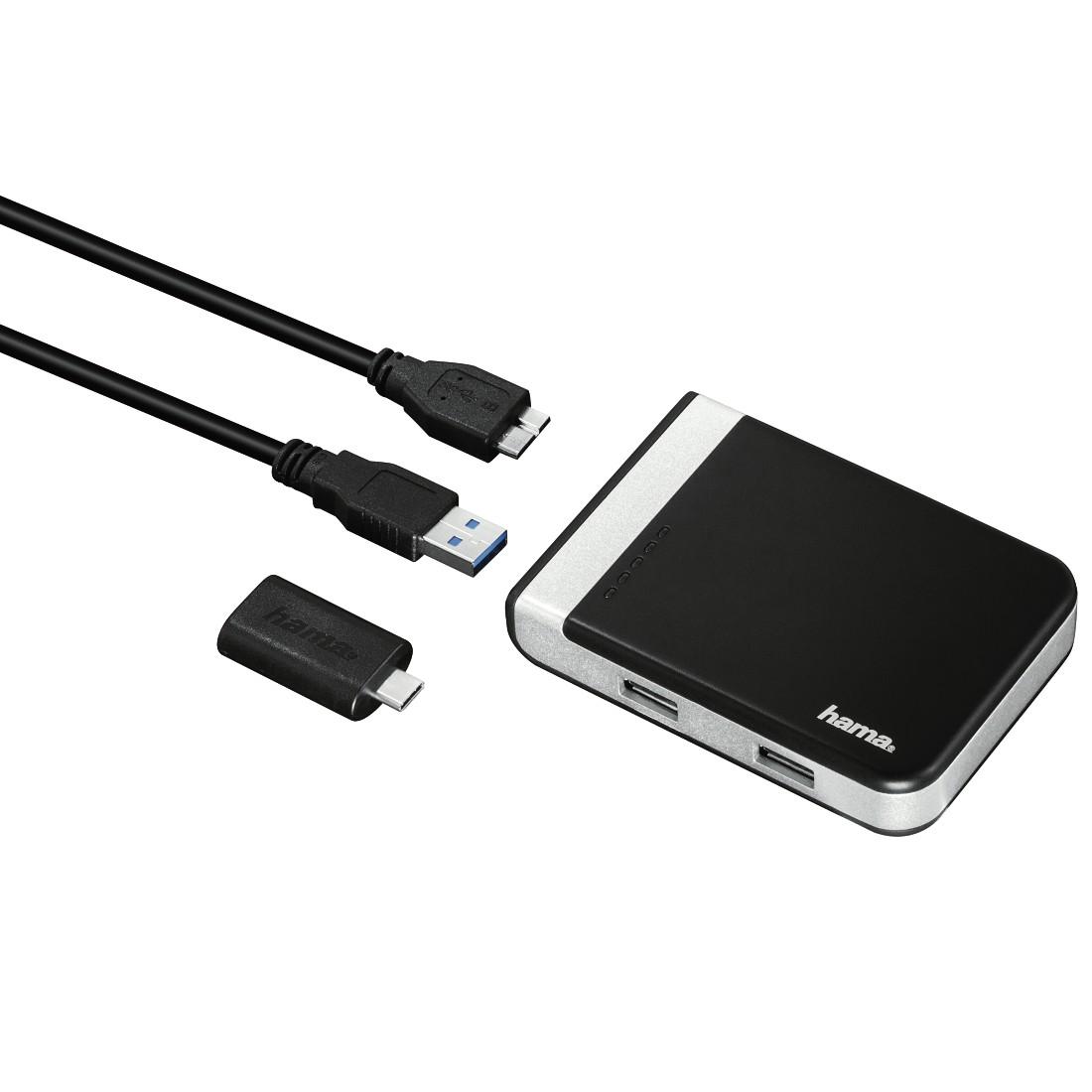 USB 3.1 хъб/ четец на карти 3 in 1, Адаптер USB-C, SD/SDHC/SDXC, Черен/Сребрист