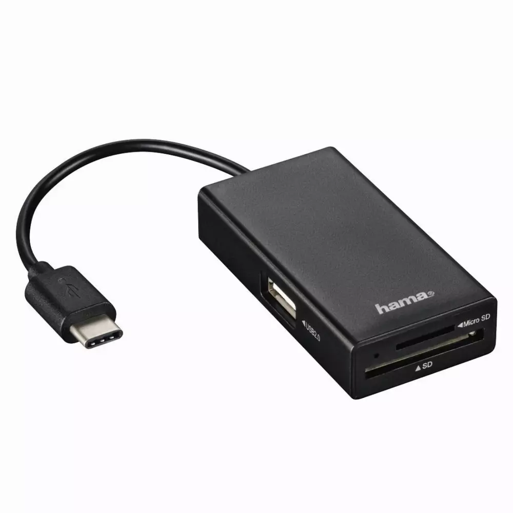 Четец за карти HAMA 54144, USB 2.0 Type-C хъб за телефон,лаптопи,таблети
