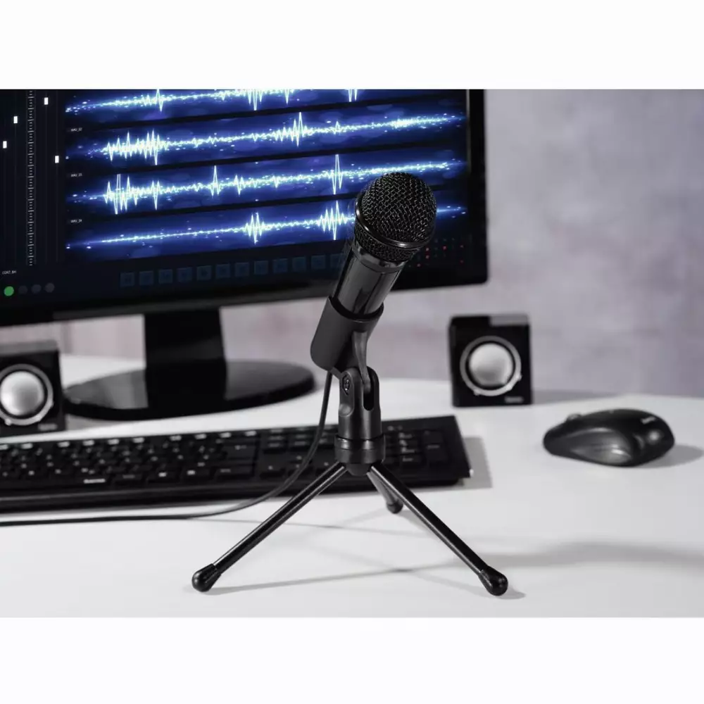 Επιτραπέζιο μικρόφωνο HAMA MIC-P35 Allround, για PC/laptop, 3.5 mm jack, Μαύρο