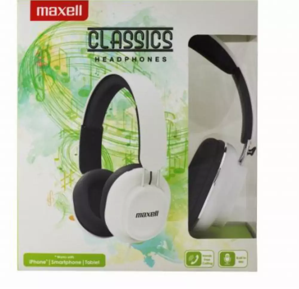 Слушалки с микрофон /хендсфри/ MAXELL CLASSICS, големи наушници, White