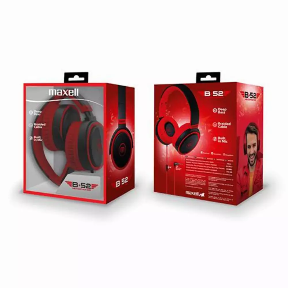 Слушалки с микрофон  MAXELL B52, Black/Red