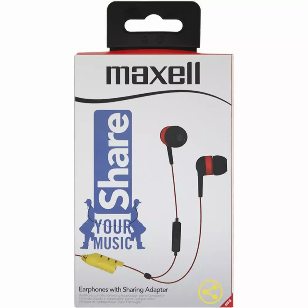 Слушалки с микрофон MAXELL EB SHARE, In-Ear, Червен
