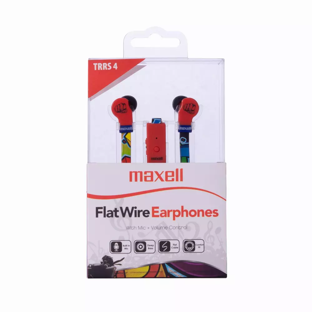 Слушалки с микрофон MAXELL FLAT WIRE, In-Ear, URBAN
