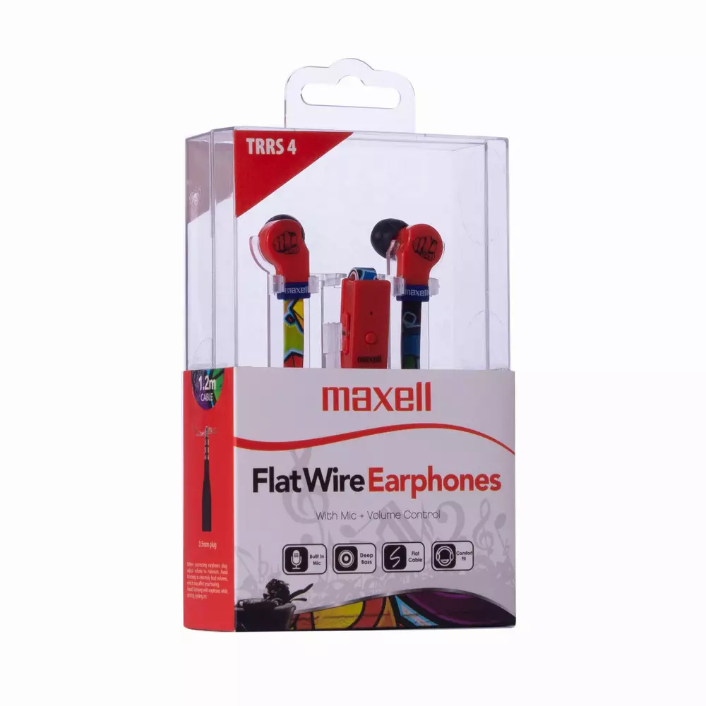 Слушалки с микрофон MAXELL FLAT WIRE, In-Ear, URBAN