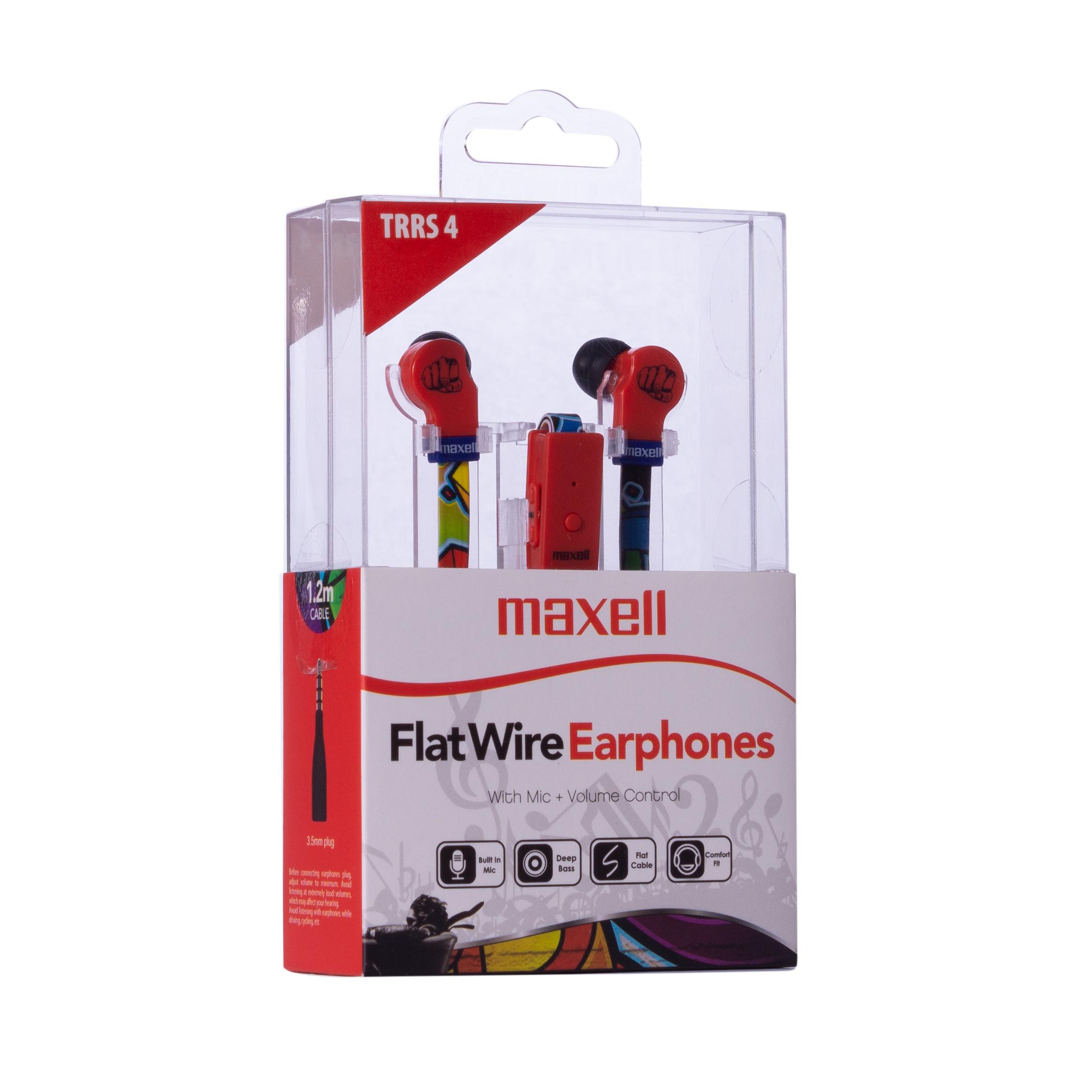 Слушалки с микрофон MAXELL FLAT WIRE, In-Ear, URBAN