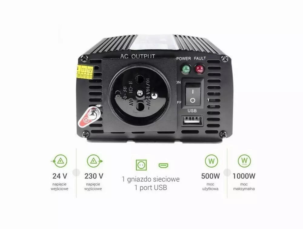 Инвертор GREEN CELL 24V/500W