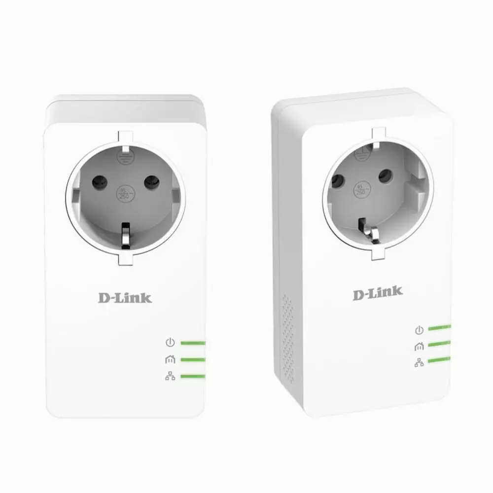PowerLine Адаптер D-Link DHP-P601AV/E, 1000 HD Gigabit Passthrough Kit, 1000 Mbps, 2 бр. в пакет
