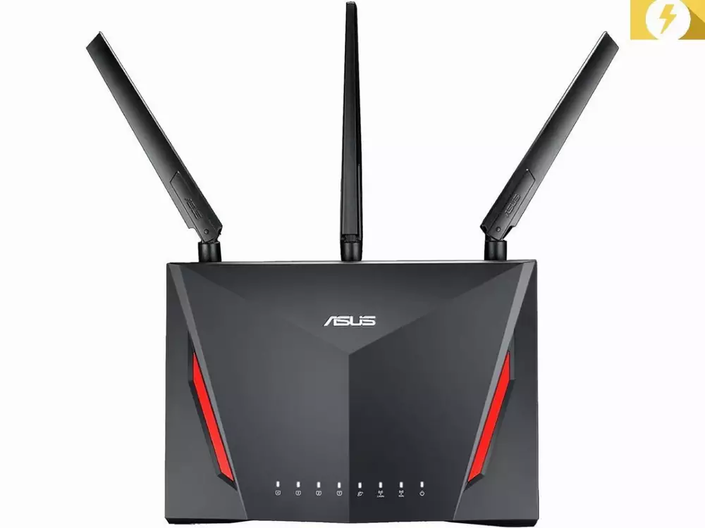 Безжичен рутер ASUS RT-AC86U, Двубандов AC2900 NitroQAM™, 750+2167 Mbps, 1 x USB 3.0, 1 x USB 2.0, Gigabit