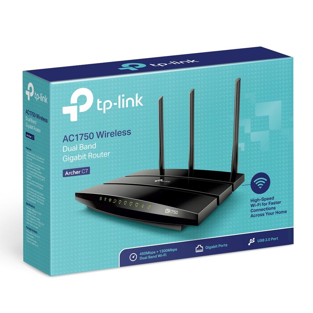 Безжичен рутер TP-Link Archer C7 AC1750 dual band, 5xGbE, USB 2.0