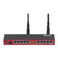 Рутер MikroTik RB2011UiAS-2Hnd, CPU 600MHz, 128MB, 5x10/100, 5x10/100/1000 SFP, USB, WiFi