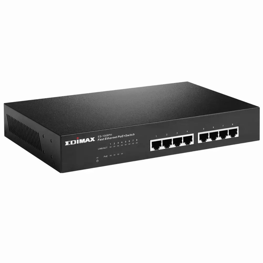 Суич EDIMAX ES-1008PH, 8 портов (4 PoE порта), 10/100Mbps