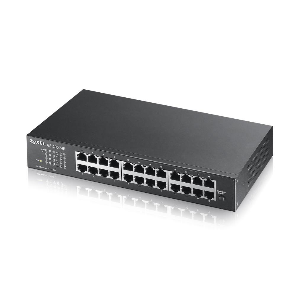 Коммутатор ZYXEL GS1100-24E, 24 портов, Gigabit, для монтажа в шкаф