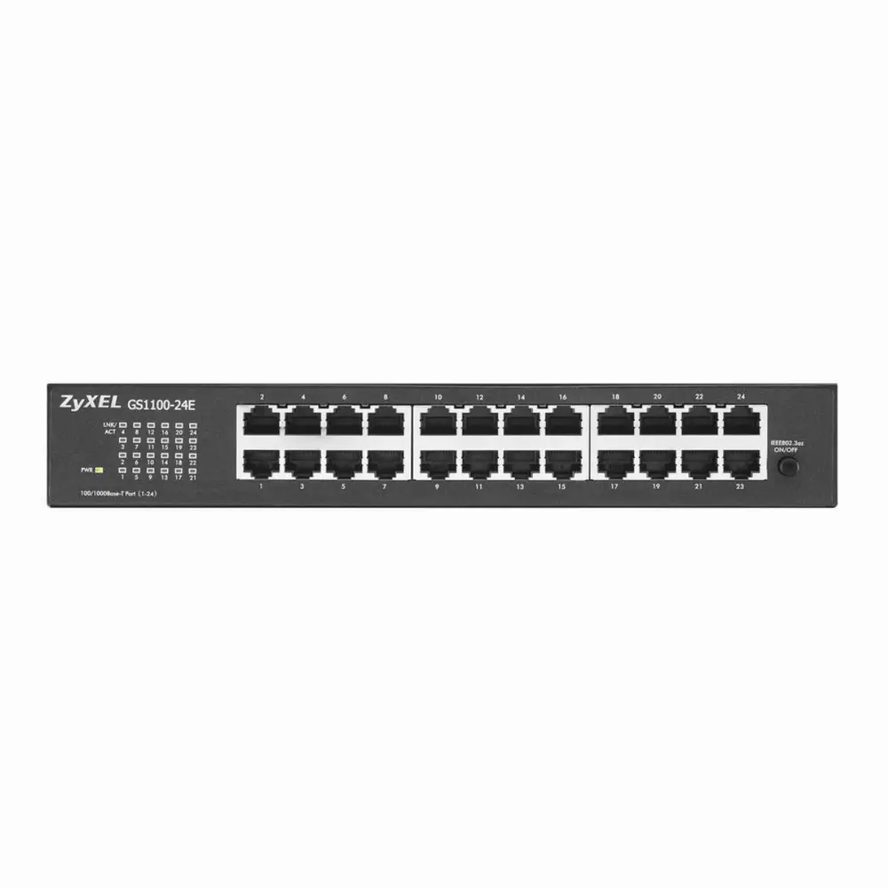 Суич ZYXEL GS1100-24E, 24 портов, Gigabit, за монтаж в шкаф