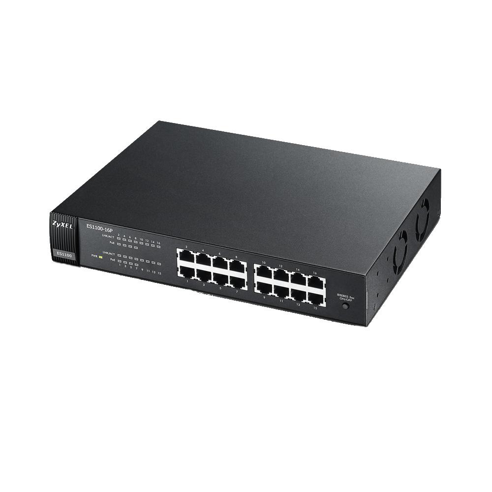 Суич ZYXEL ЕS1100-16P, 16 PoE порта, 10/100Mbp