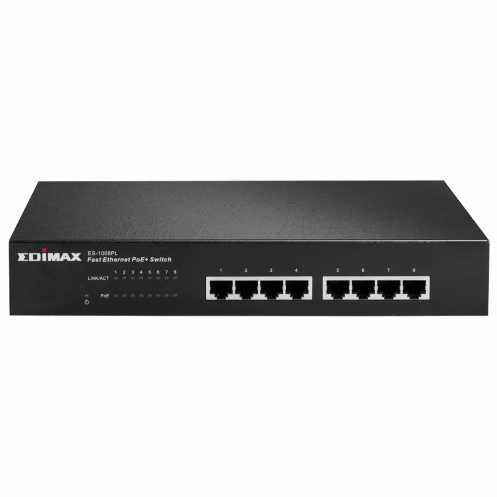 Суич EDIMAX ES-1008PL, 8 PoE порта, 10/100Mbps, 80W