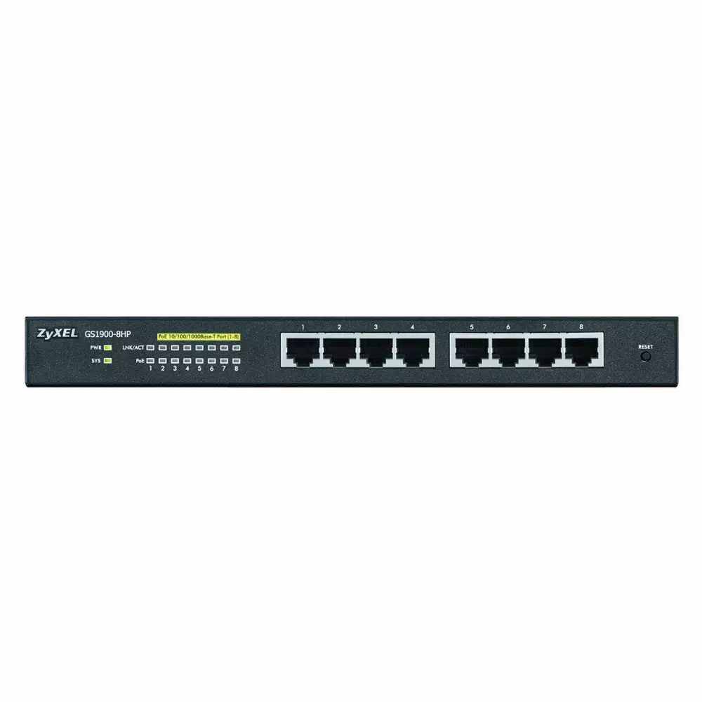 Суич ZYXEL GS1900-8HP-V2, 8 портов управляем, PoE, Gigabit