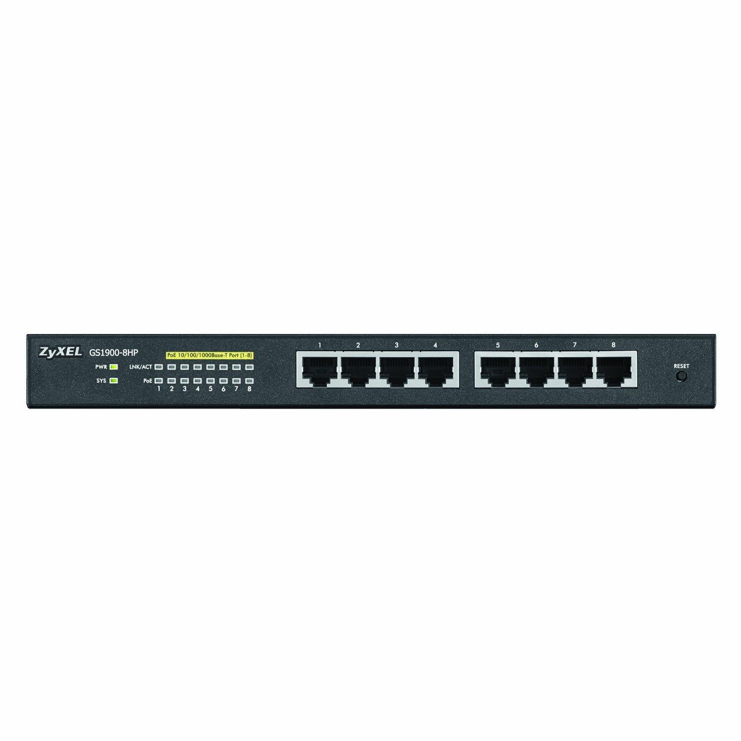 Суич ZYXEL GS1900-8HP-V2, 8 портов управляем, PoE, Gigabit