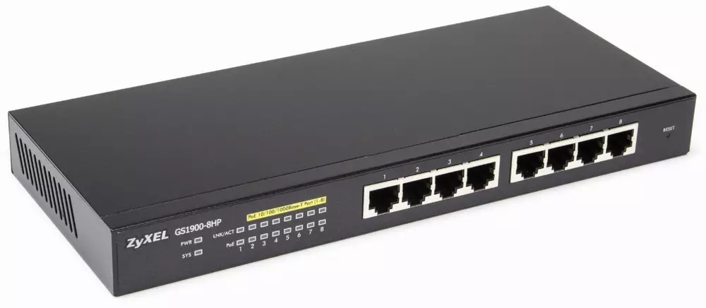 Суич ZYXEL GS1900-8HP-V2, 8 портов управляем, PoE, Gigabit
