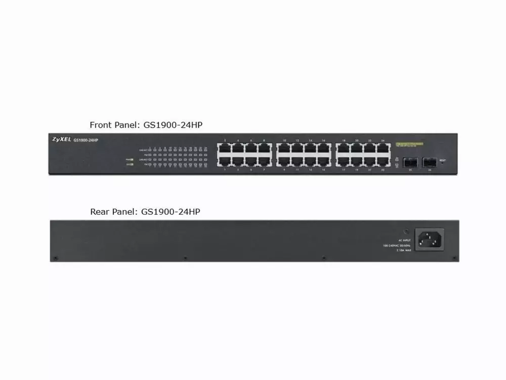 Суич ZYXEL GS1900-24HP, 24 портов управляем PoE, за монтаж в шкаф