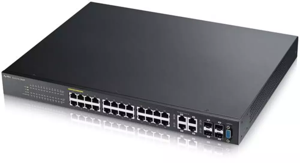 Суич ZYXEL GS2210-24HP, 24 портов управляем L2, PoE, Gigabit, за монтаж в шкаф