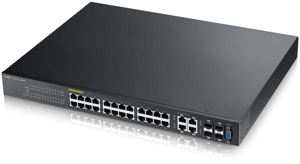 Суич ZYXEL GS2210-24HP, 24 портов управляем L2, PoE, Gigabit, за монтаж в шкаф