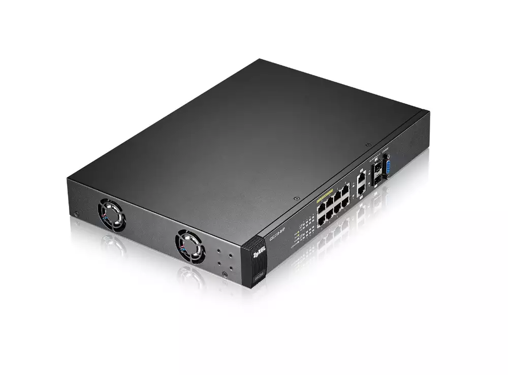 Суич ZYXEL GS2210-8HP, 10 портов управляем L2, PoE, Gigabit, за монтаж в шкаф
