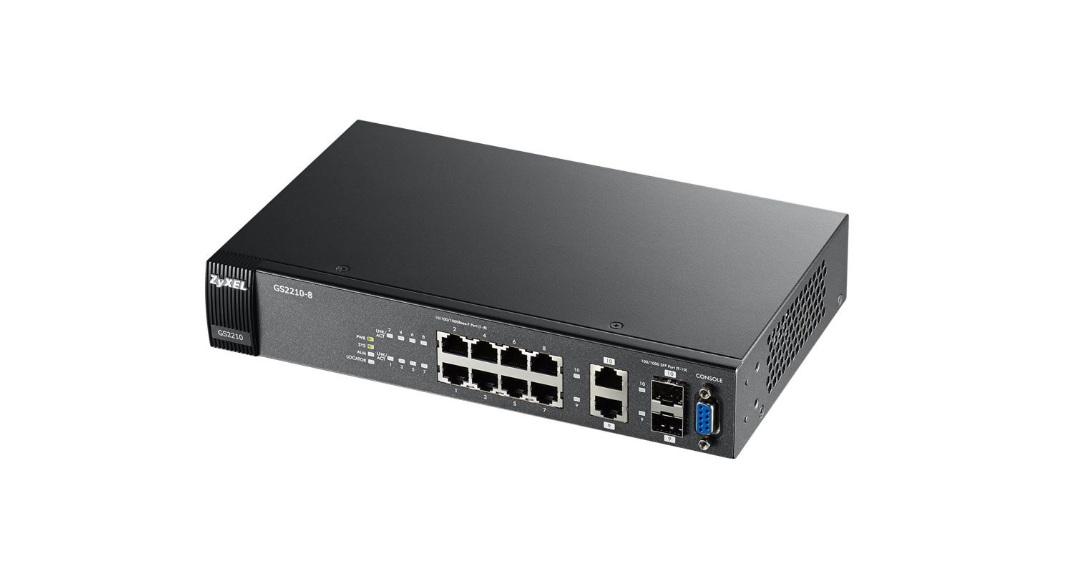 Суич ZYXEL GS2210-8, 10 портов управляем L2, Gigabit, за монтаж в шкаф