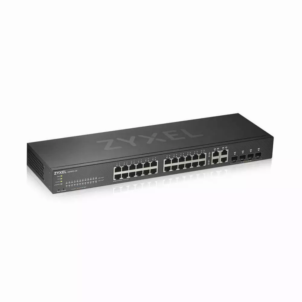Суич ZYXEL GS1920-24V2, 24 портов Gigabit Smart-Managed,Fanless, за монтаж в шкаф
