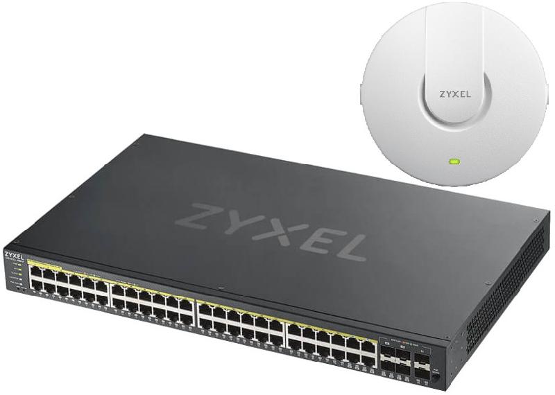 Суич ZYXEL GS1920-48HPV2, 50 портов Gigabit Smart-Managed PoE ПРОМО пакет с Access Point NWA1123ACv2 PRO