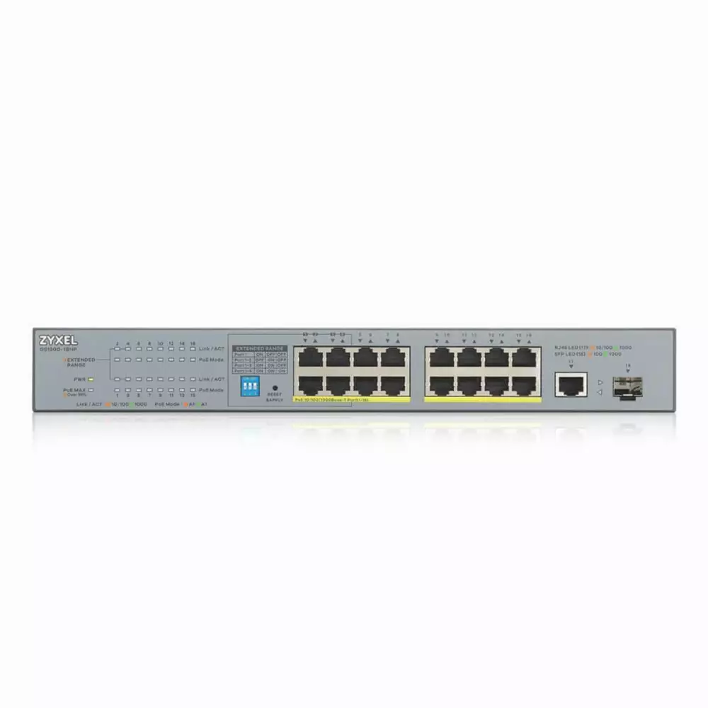 Суич ZYXEL GS1300-18HP, 16 портов управляем, PoE, Gigabit