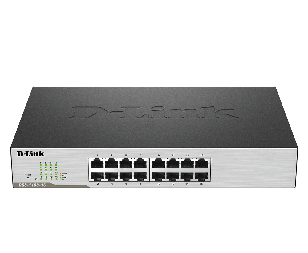 Суич D-Link DGS-1100-16, 16 портов 10/100/1000 Gigabit Smart Switch, управляем,