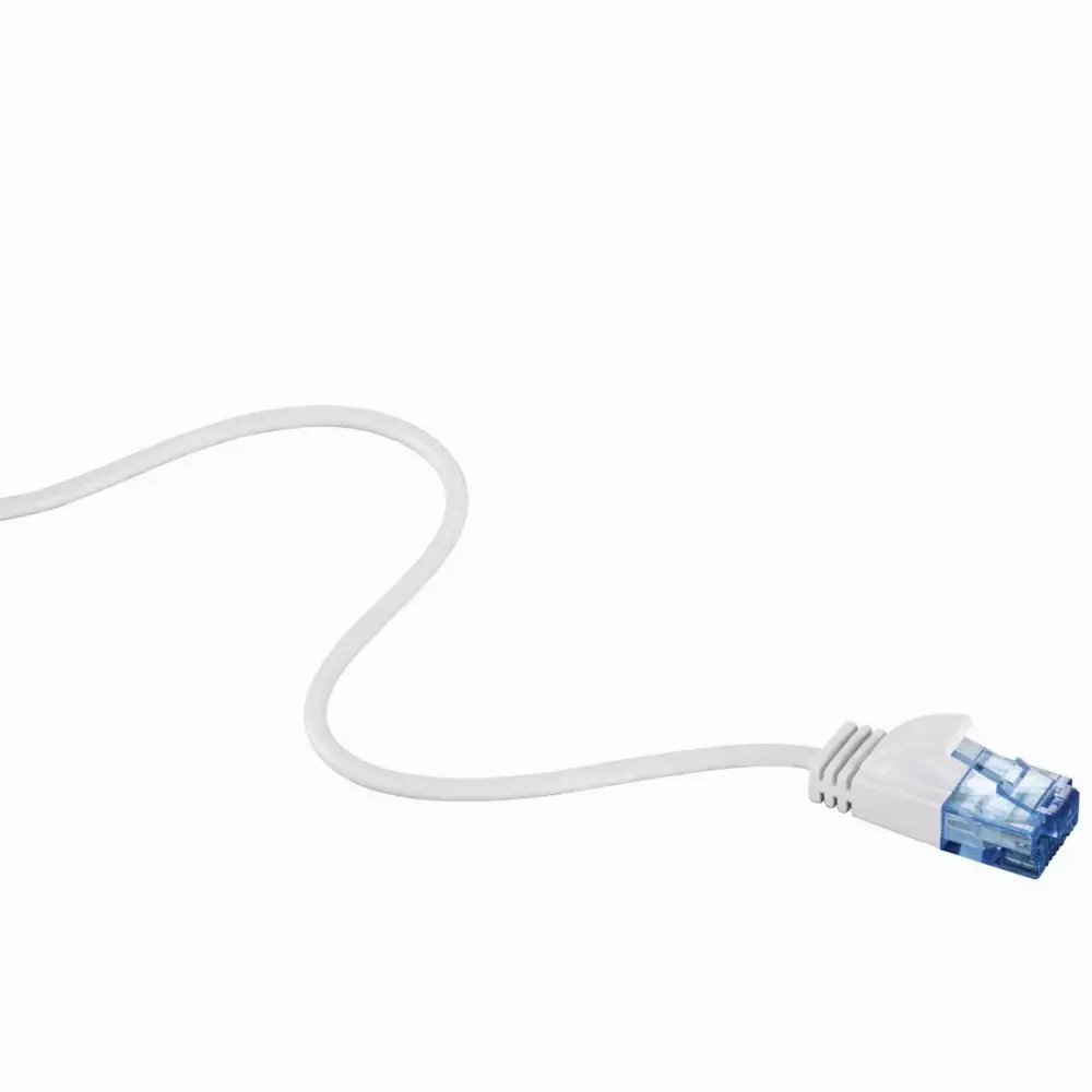 Мрежов кабел HAMA Slim-Flexible, CAT-6, UTP, RJ-45 - RJ-45, 1.5м, Бял