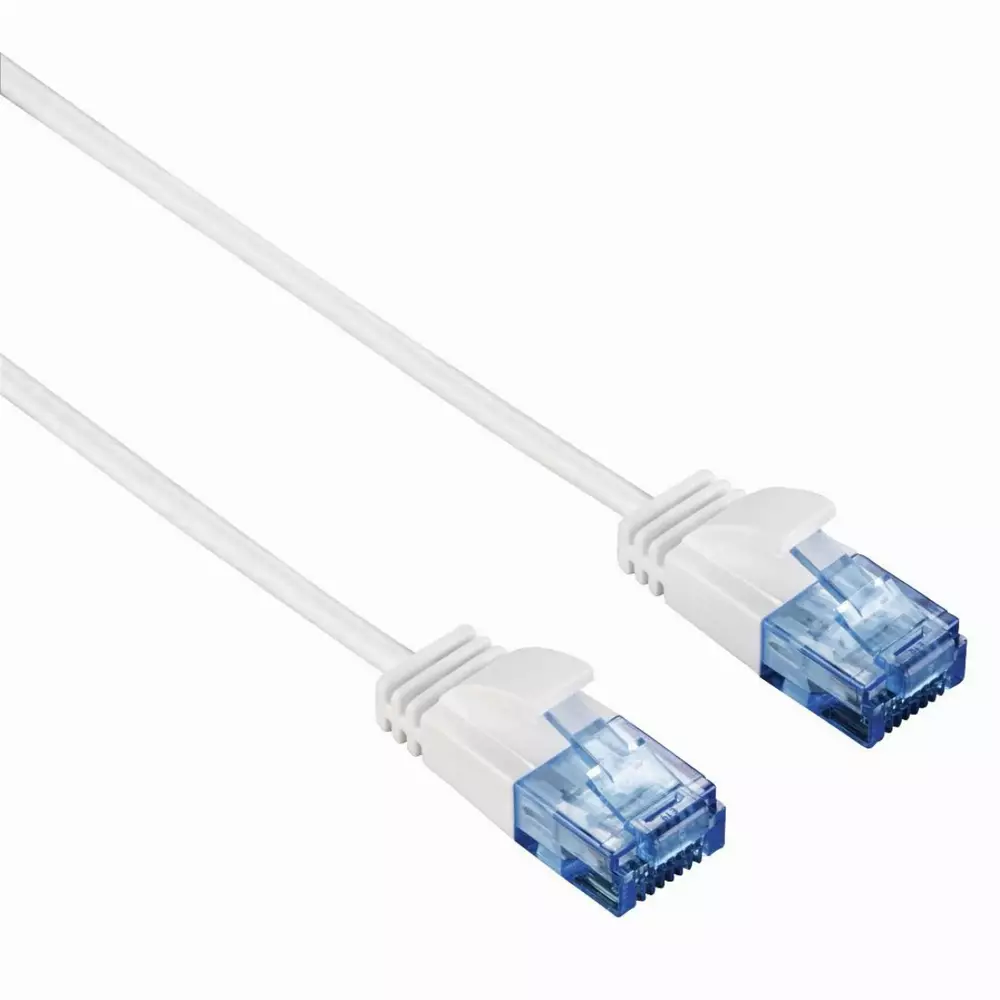Мрежов кабел HAMA Slim-Flexible, CAT-6, UTP, RJ-45 - RJ-45, 1.5м, Бял