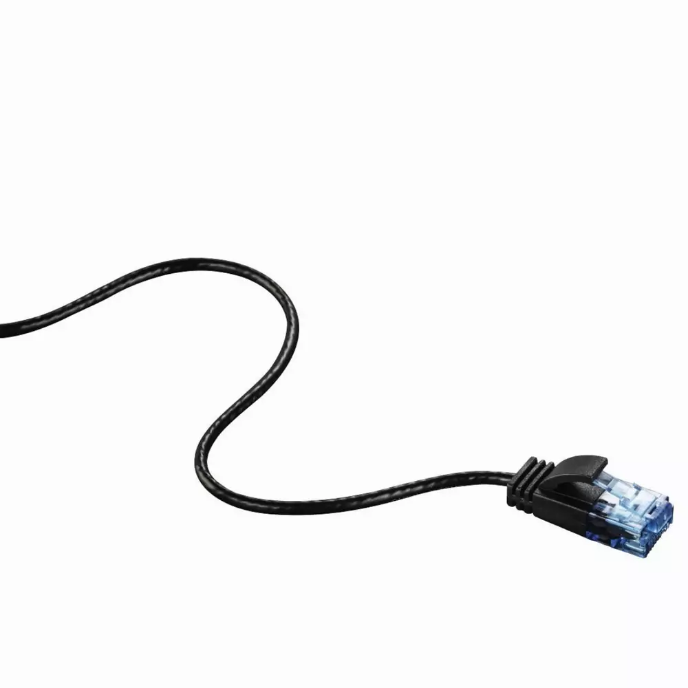 Мрежов кабел HAMA Slim-Flexible, CAT-6, UTP, RJ-45 - RJ-45, 1.5м, Черен