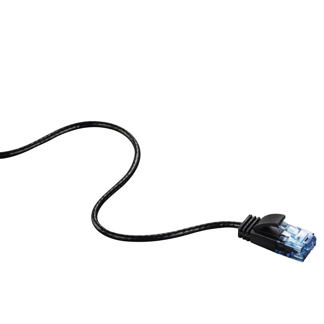Мрежов кабел HAMA Slim-Flexible, CAT-6, UTP, RJ-45 - RJ-45, 1.5м, Черен