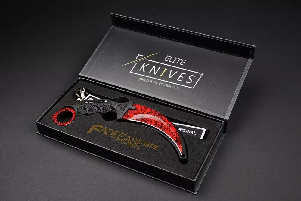 Геймърски нож Fadecase Karambit Elite -  Crimson Web