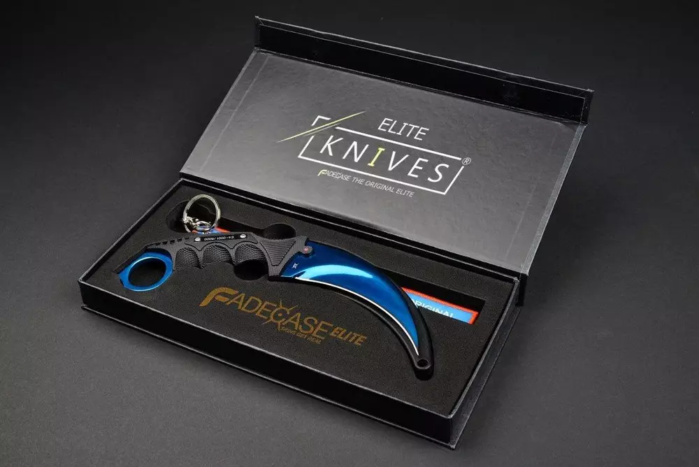 Геймърски нож Fadecase Karambit Elite -  Blue Steel