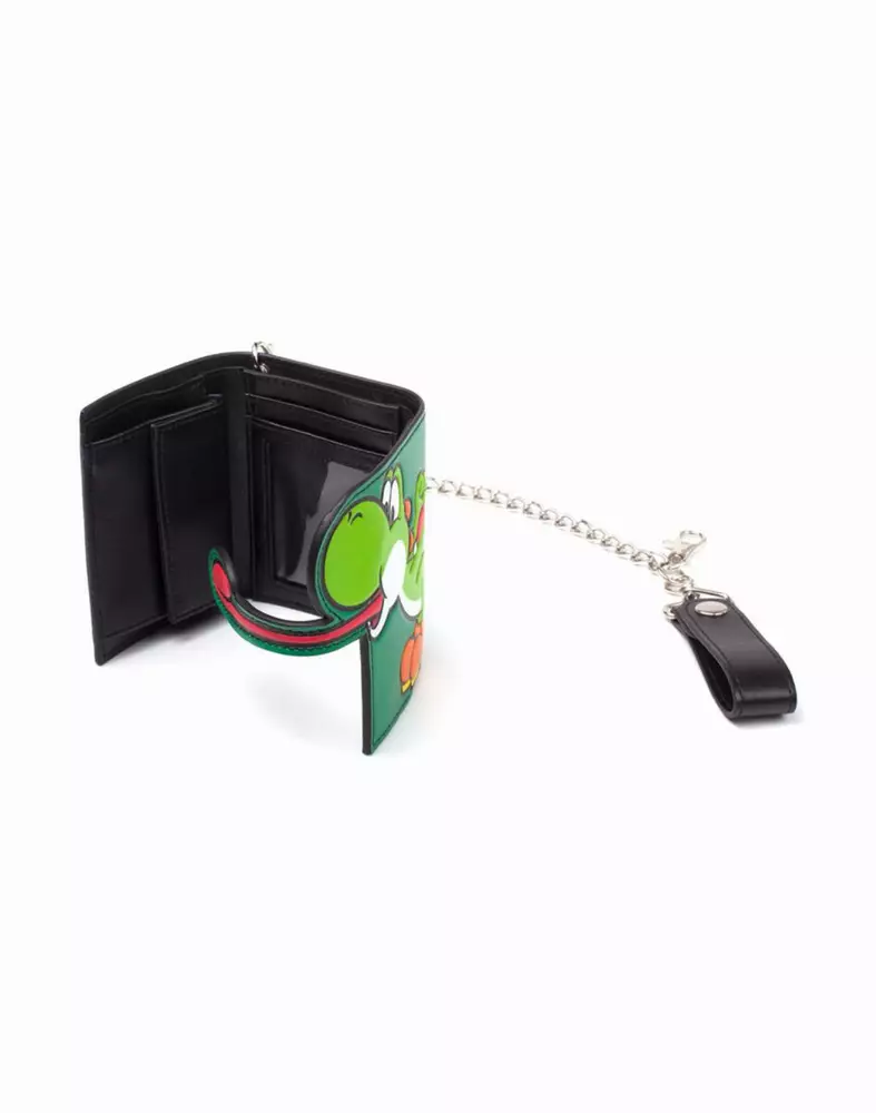 Портфейл Bioworld Super Mario - Yoshi Tongue Tri-Fold Chain Wallet