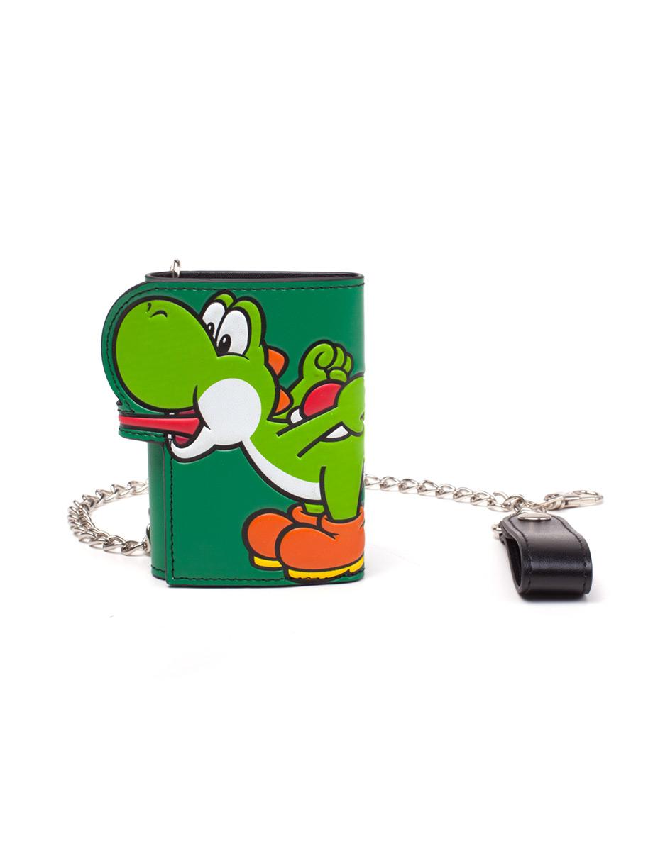 Портфейл Bioworld Super Mario - Yoshi Tongue Tri-Fold Chain Wallet