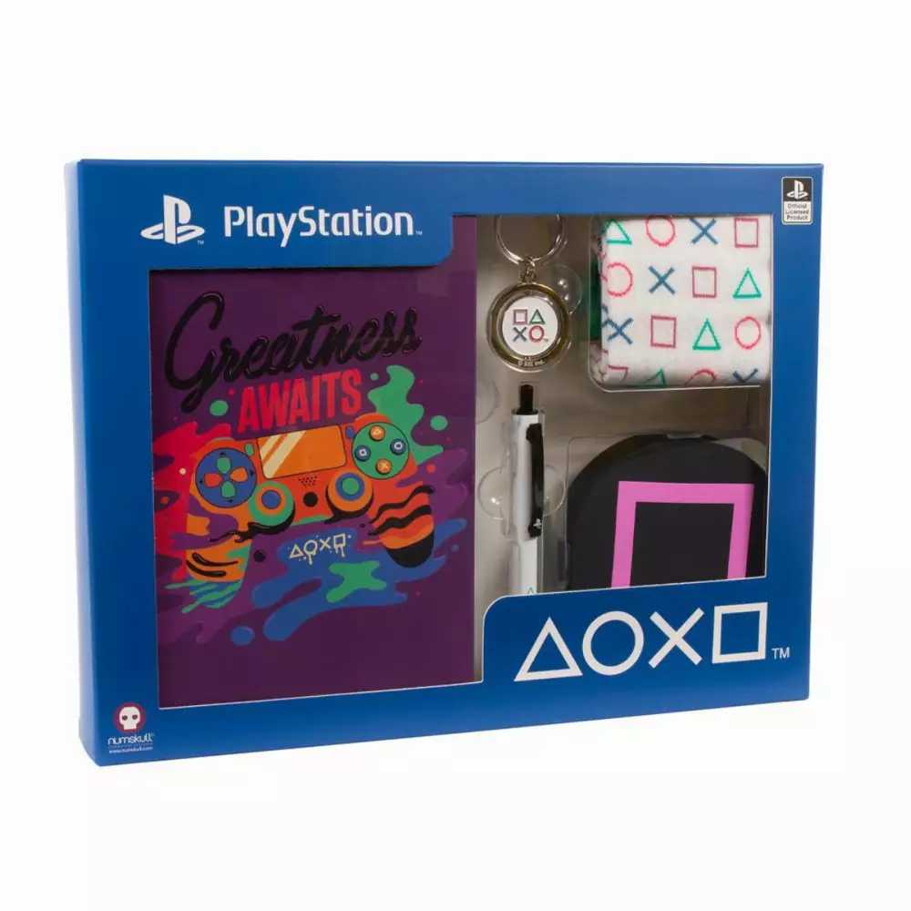 Комплект Numskull PlayStation - Notebook, Pen, Keychain, Socks, Coasters