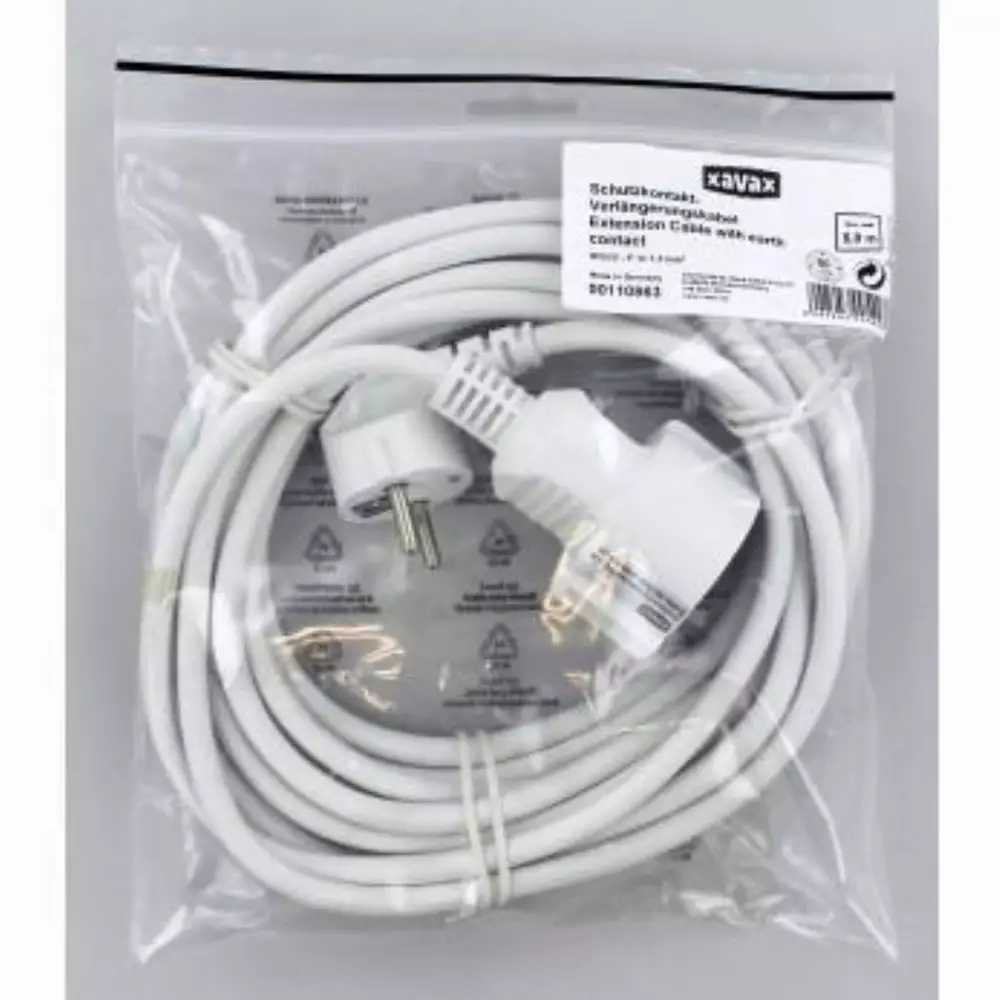 Удължителен захранващ кабел HAMA 110863, Euro Plug, 5 m, Бял