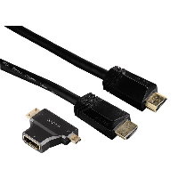 Кабел HAMA 122227 HDMI мъжко - HDMI мъжко + HDMI адаптер(mini / micro), 1.5 м, 3 звезди