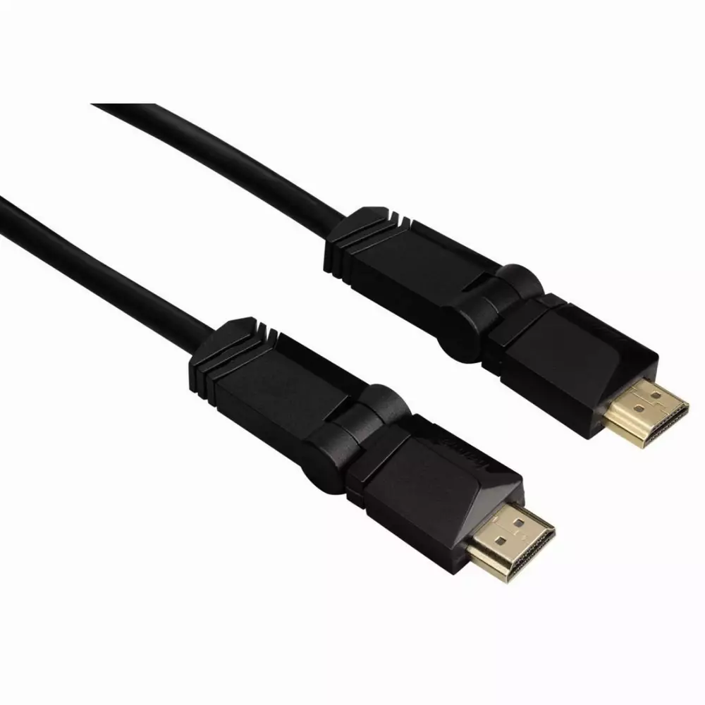 Кабел HAMA 122110 HDMI мъжко - HDMI мъжко, 1.5 м, Въртящ се, Позлатени конектори, 3 звезди
